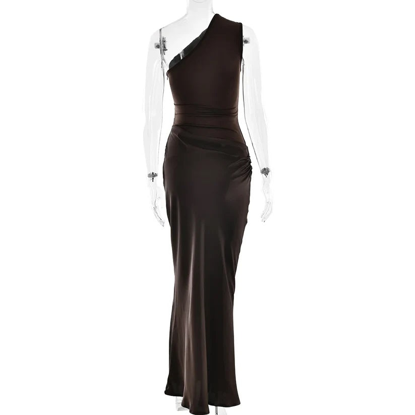 JULISSIA SATIN ONE SHOULDER DRESS
