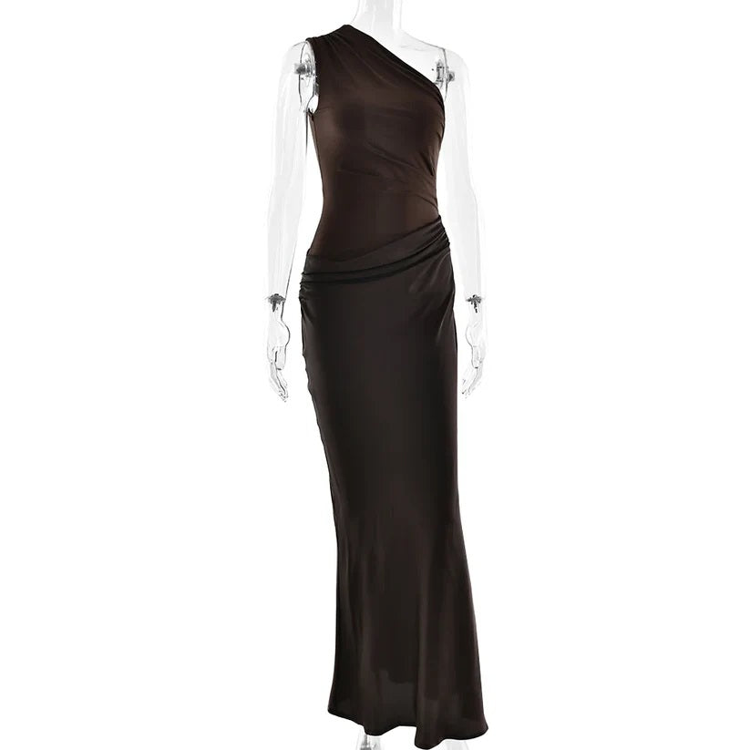 JULISSIA SATIN ONE SHOULDER DRESS