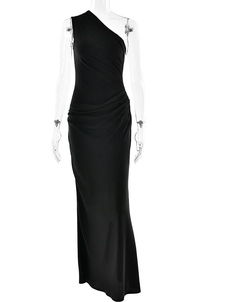 JULISSIA SATIN ONE SHOULDER DRESS