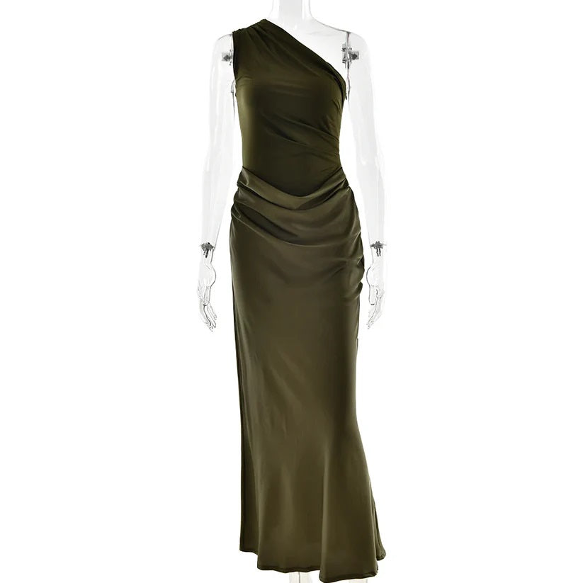 JULISSIA SATIN ONE SHOULDER DRESS
