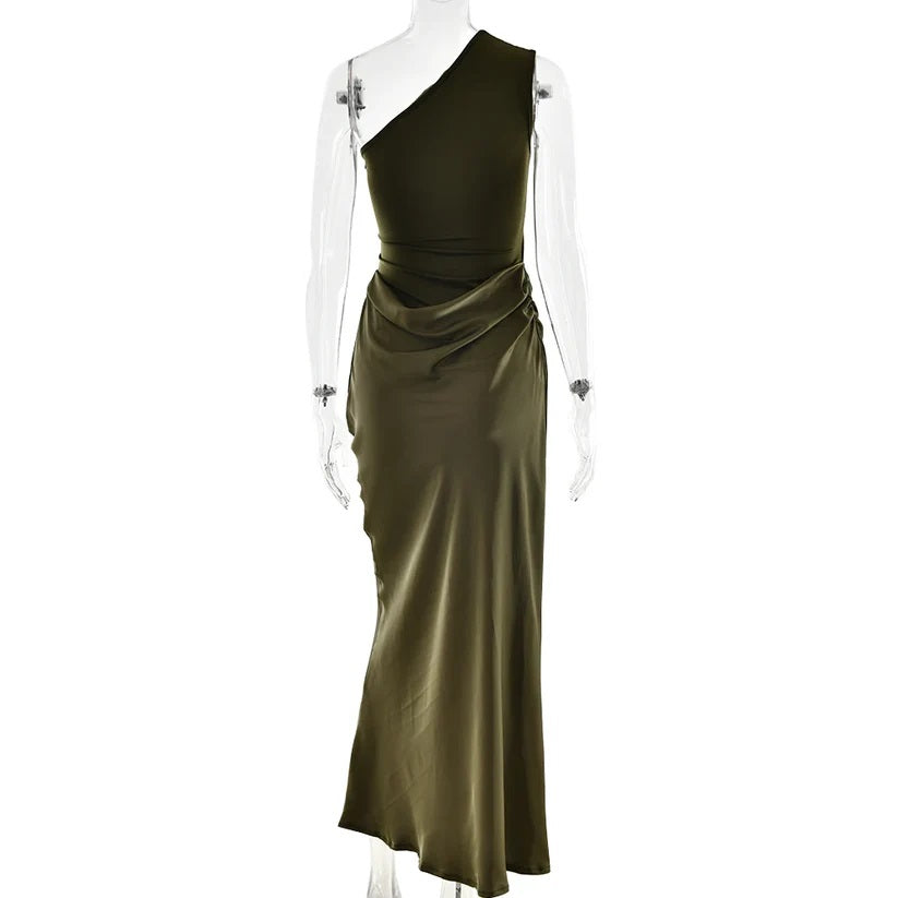 JULISSIA SATIN ONE SHOULDER DRESS