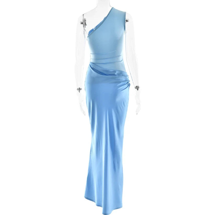 JULISSIA SATIN ONE SHOULDER DRESS