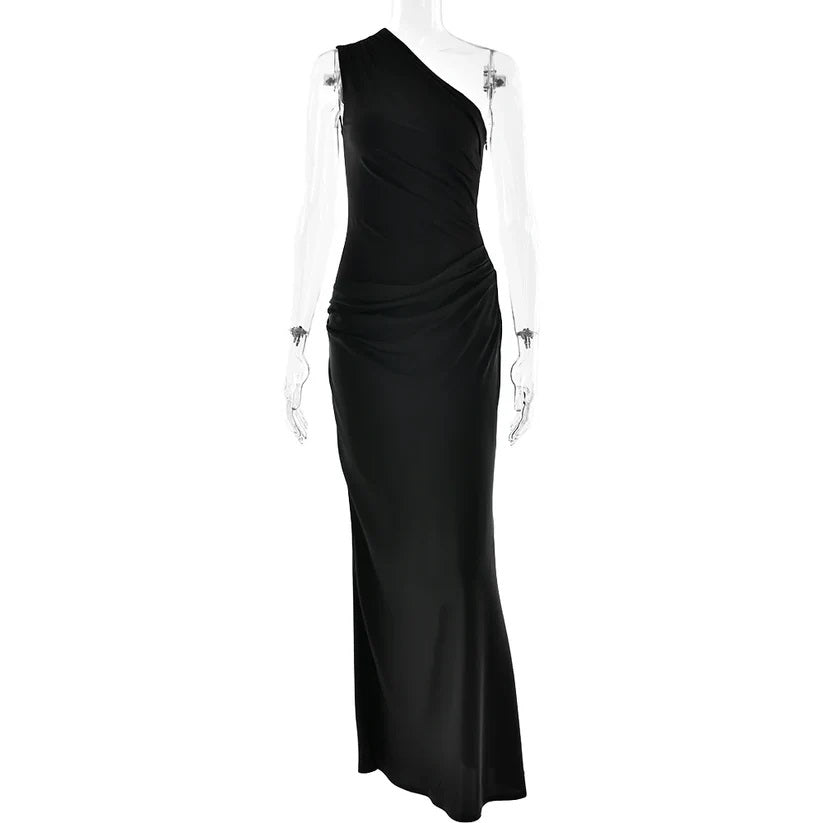 JULISSIA SATIN ONE SHOULDER DRESS