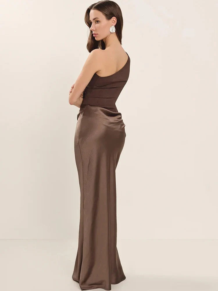 JULISSIA SATIN ONE SHOULDER DRESS