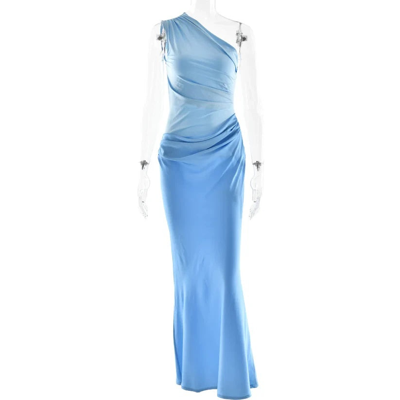 JULISSIA SATIN ONE SHOULDER DRESS
