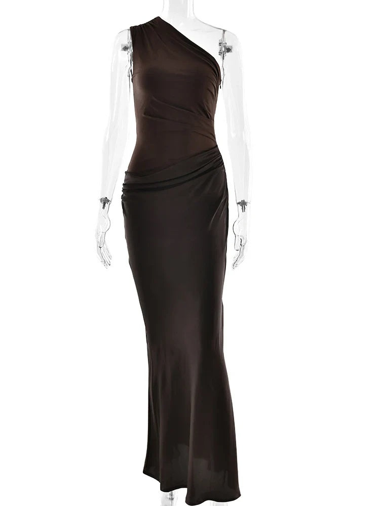 JULISSIA SATIN ONE SHOULDER DRESS